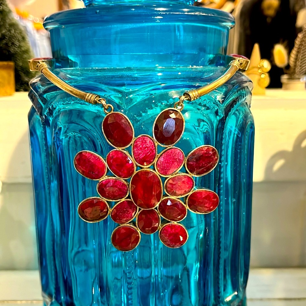 Handcrafted Fuchsia Agate & Sterling Statement Necklace